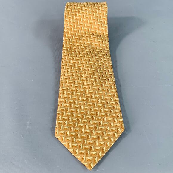 ERMENEGILDO ZEGNA Beige Tan Geometric Jacquard Silk Tie - Picture 3 of 6